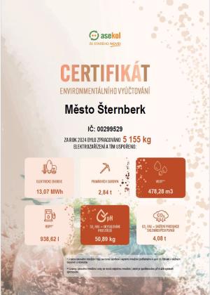 Certifikát pro město Šternberk 