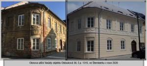 Obnova uliční fasády objektu Oblouková 36, č.p. 1315, ve Šternberku v roce 2020 
